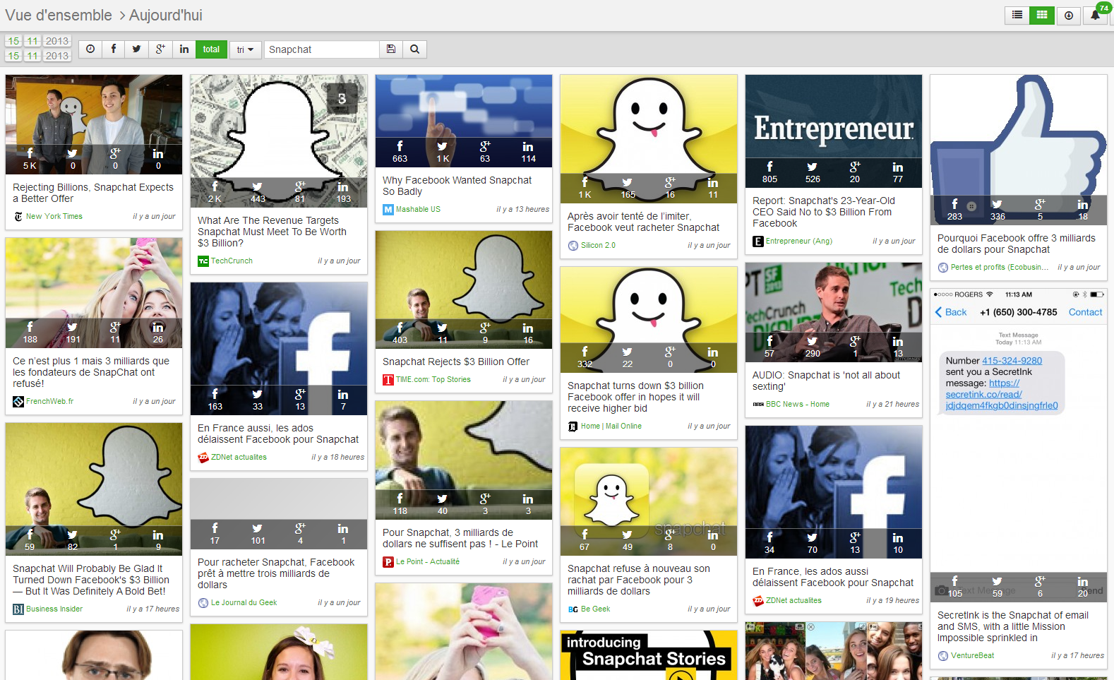 vue d'ensmble socialshare recherche snapchat