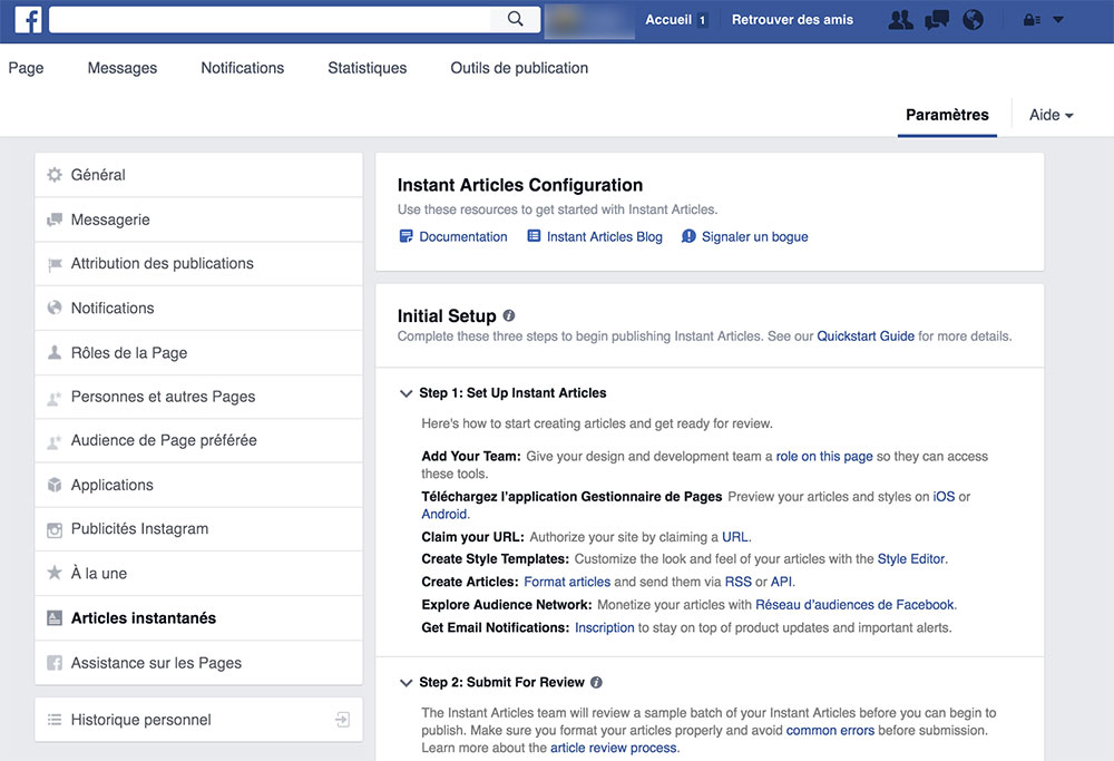 Facebook Instant Article